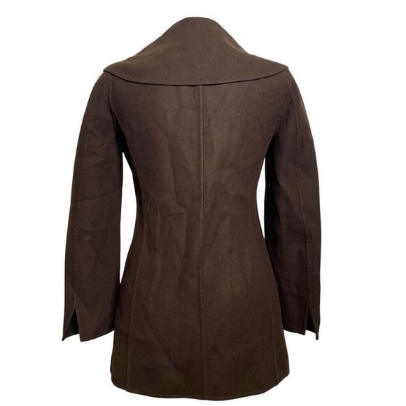 Talbots Womens 100% Wool Coatigan 8 Chocolate Brown Shawl Drape Collar - Picture 2 of 6